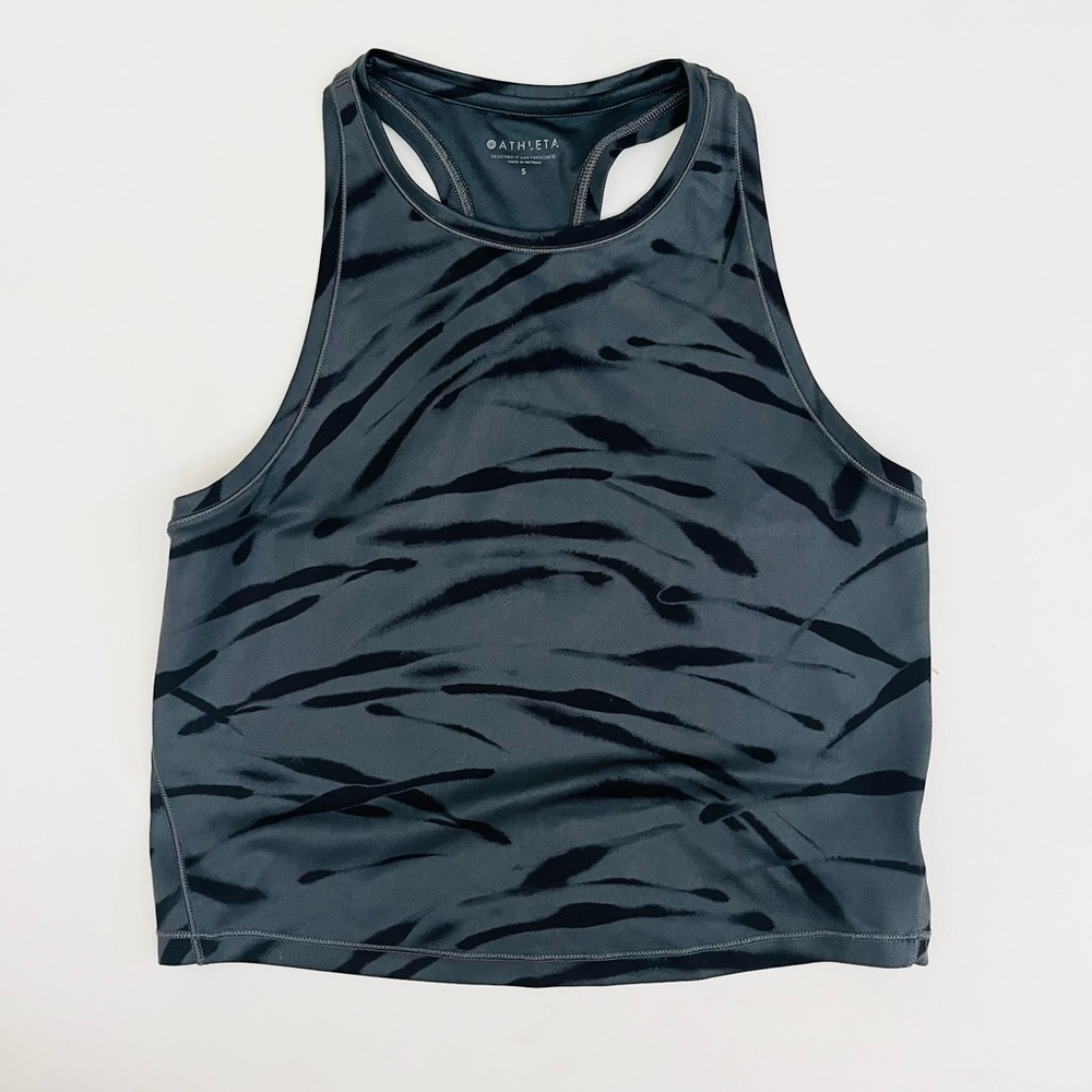 Athleta Shanti Crop Top in Grey Zebra - size small